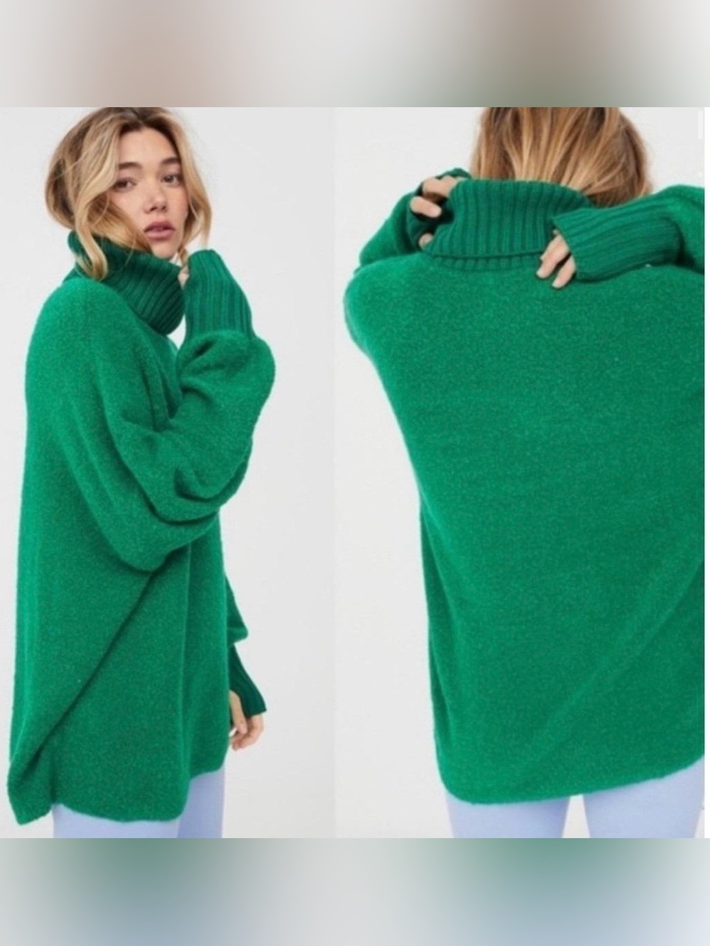NWT OFFLINE By Aerie Chillside Turtleneck Sweater Green Boucle
